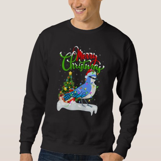Sweatshirt Blue Jay Bird  Xmas Decoration Santa Blue Jay Chri (Devant)