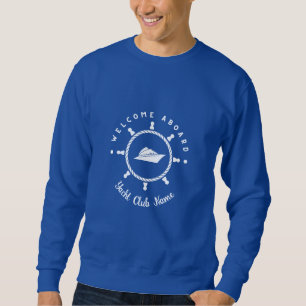 Sweatshirt Blue Nautical Ancre yacht club bateau marina Nom