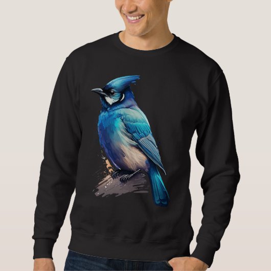 Sweatshirt Blue Stellar Jay Artistic Bird Watercolor Nature W (Devant)