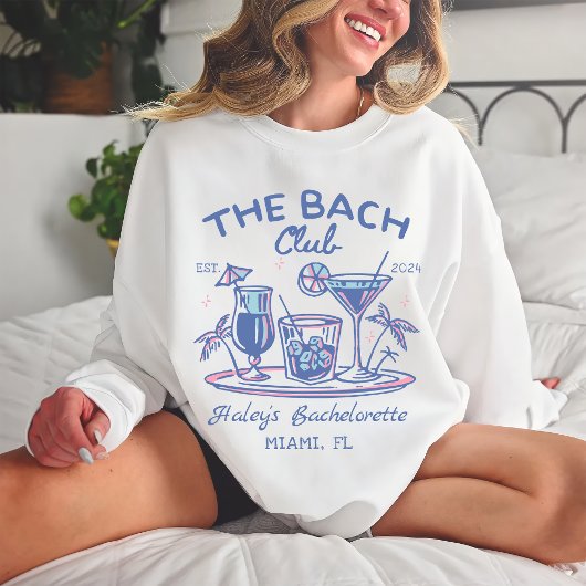 Sweatshirt Blue The Bach Club Cocktail Beach Bachelorette