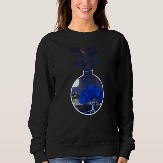 Sweatshirt Blue Tree Imaginaire World Space Galaxy (Devant)