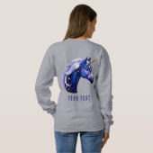 Sweatshirt Blue Unicorn Head Portrait in Starry Night Space (Dos entier)