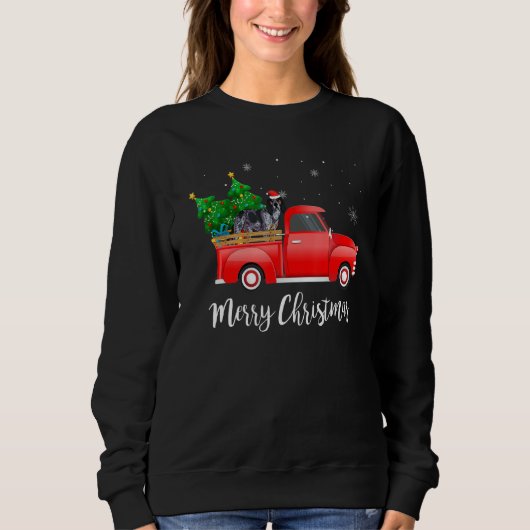 Sweatshirt Bluetick Coonhound Dog Riding Red Truck Christmas (Devant)