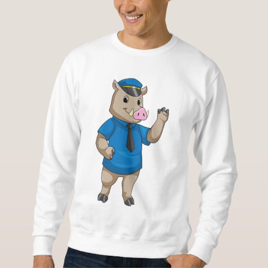 Sweatshirt Boar en tant qu'officier de police avec casquette  (Devant)