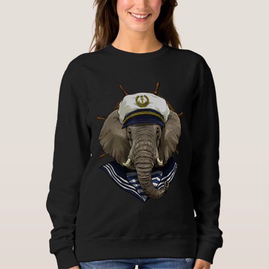 Sweatshirt Boat Captain Elephant Boat Boat Owners Sailor Wil (Devant)