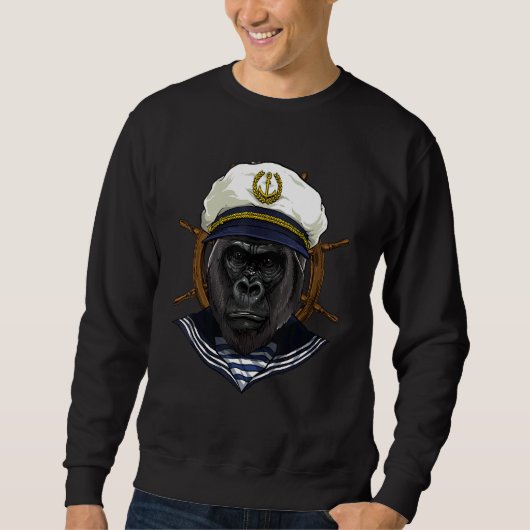 Sweatshirt Boat Captain Gorilla Monkey Boat Boat Owners Sail (Devant)