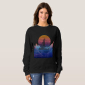 Sweatshirt Boating Sailing Sailor Vaporwave Sunset Sail Boat  (Devant entier)