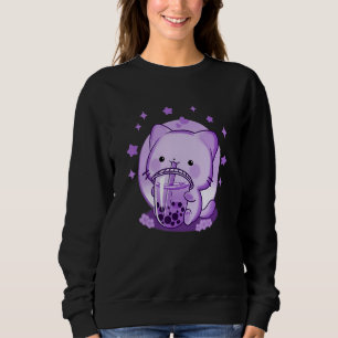 Sweatshirt Boba Chat Boire Boba Thé Cute Chat Japonais Drôle
