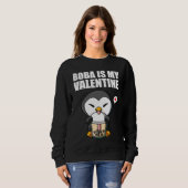 Sweatshirt Boba Tea is My Valentine Penguin Anti Valentines D (Devant entier)