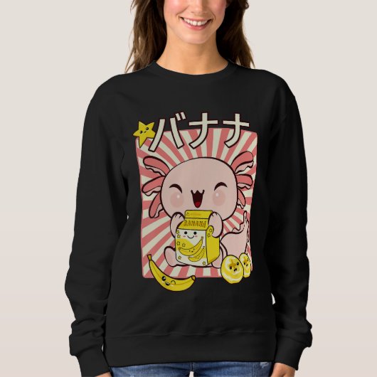Sweatshirt Bobalotl Axolotl Banana Milk Carton Drinking Boba  (Devant)