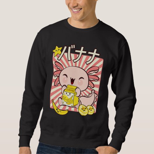 Sweatshirt Bobalotl Axolotl Banana Milk Carton Drinking Boba (Devant)