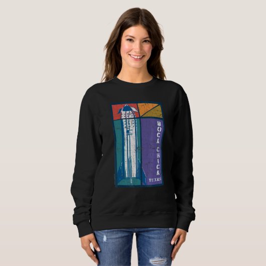 Sweatshirt Boca Chica Texas Starship Cool Retro (Devant entier)