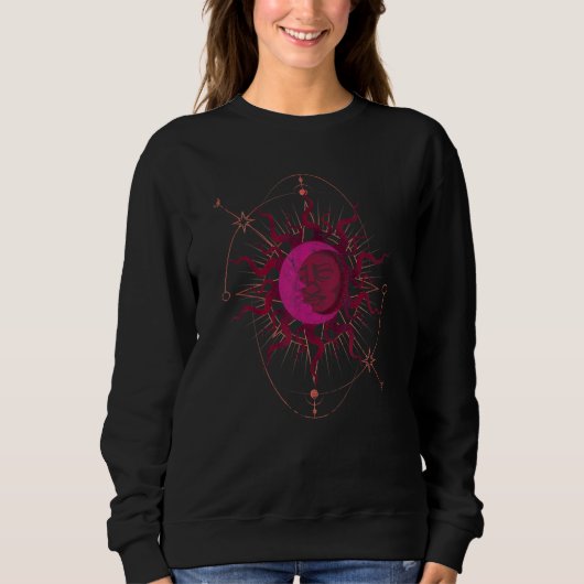 Sweatshirt Boho Aesthetic Sun Moon Celestial Bodies Astrology (Devant)