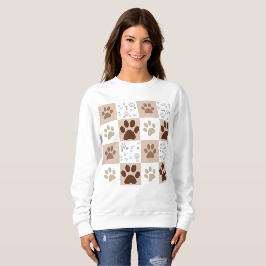 Sweatshirt Boho Chien Paw À damiers Motif (Devant entier)