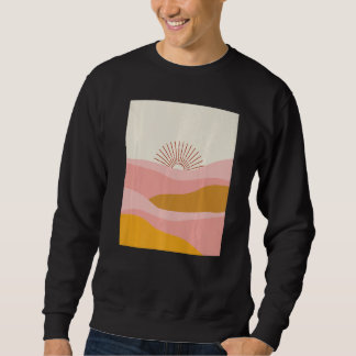 Sweatshirt Boho Desert Sun Sunset Waves in Pink, Orange and C