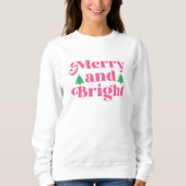 Sweatshirt Boho Joyeux et rose de Noël brillant (Devant)