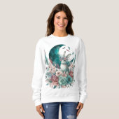Sweatshirt Boho Moon Flowers Turquoise et Mauve Bunny Sweatsh (Devant entier)