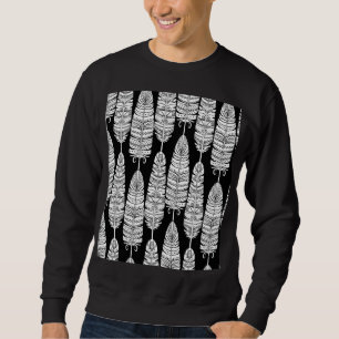 Sweatshirt Boho plumes : motif noir et blanc