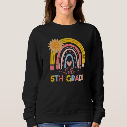 Sweatshirt Boho Rainbow Bonjour Enseignant de 5e année Premie (Devant)