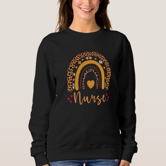 Sweatshirt Boho Rainbow Nurse School Nurse Boho Leopard Rainb (Devant)