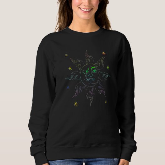Sweatshirt Boho Sun Moon Celestial Body Astronomy Universe As (Devant)