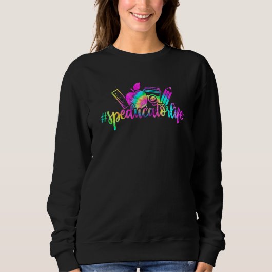 Sweatshirt Boho Tie Dye Rainbow Speducator Life Enseigner l'a (Devant)