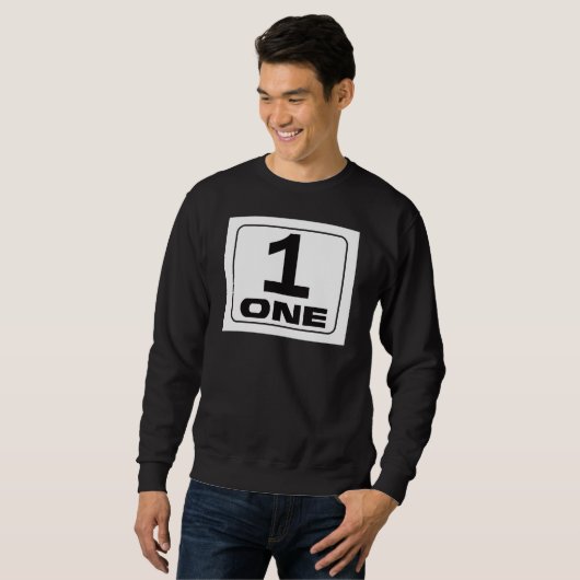 Sweatshirt Bold #1 "One" Graphic Design with Rounded Frame (Devant entier)