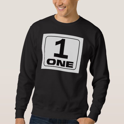 Sweatshirt Bold #1 "One" Graphic Design with Rounded Frame (Devant)