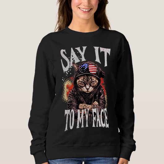 Sweatshirt Bold Kamala Harris À Mon Visage Citation Pour Cat (Devant)