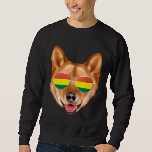 Sweatshirt Bolivian Flag Finnish Spitz Dog Bolivia Pocket (Devant)