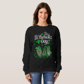 Sweatshirt Bon Jour de la Saint Patrick Trois Gnomes Shamrock (Devant entier)