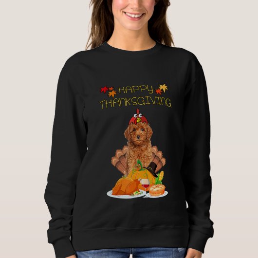 Sweatshirt Bon thanksgiving Day Goldendoodle Chien Turquie (Devant)