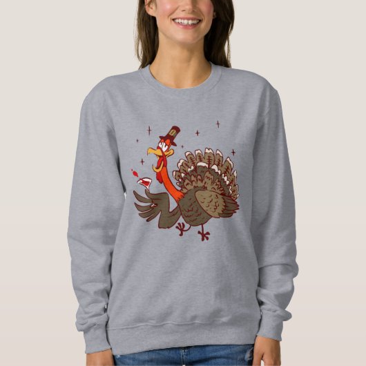 Sweatshirt bon thanksgiving drôle de dinde ivre (Devant)
