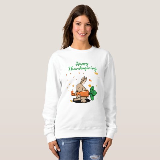 Sweatshirt Bon thanksgiving Funny Lapin (Devant entier)
