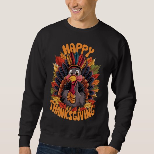 Sweatshirt Bon thanksgiving Turquie Famille Chute (Devant)