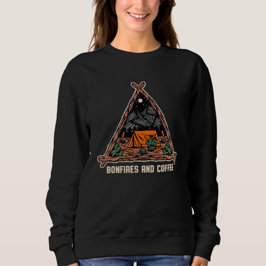 Sweatshirt Bonfires and Coffee Camping Coffee Camper Caffeine (Devant)