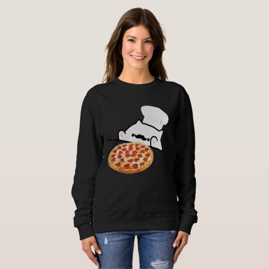 Sweatshirt Bongo Chat Pizza Chef Dank Mèmes (Devant entier)