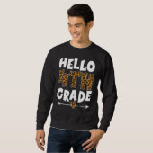 Sweatshirt Bonjour 4e année Leopard 4e année Enseignants de 4 (Devant entier)