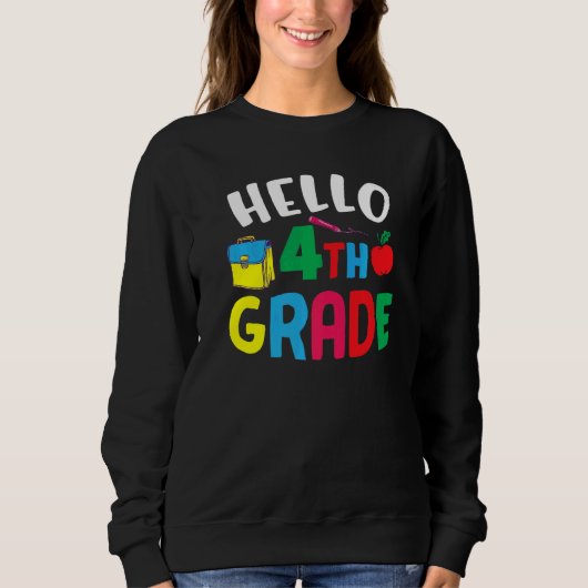 Sweatshirt Bonjour 4e année mignonne 4e année 3e année (Devant)
