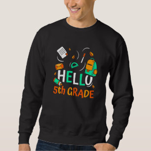 Sweatshirt Bonjour 5e année classe de niveau élève école 5 Ci