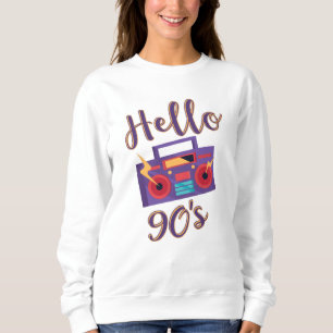 Sweatshirt Bonjour 90s radio cassette enregistreur
