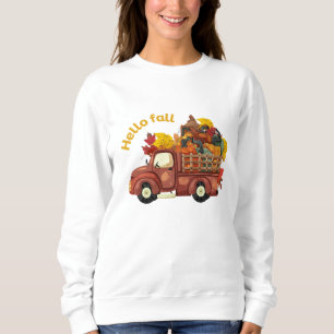 Sweatshirt Bonjour Camion Rouge Automne Récolte