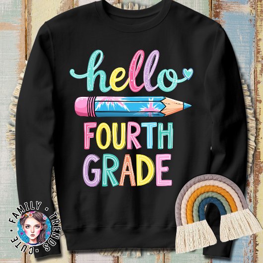 Sweatshirt Bonjour Chemises d'enseignante de 4e année pour fe