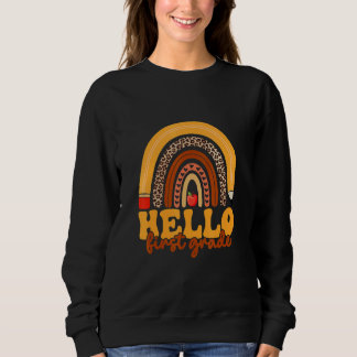 Sweatshirt Bonjour Enseignant Mignon de Première Année Léopar