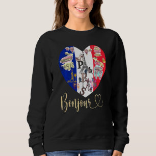 Sweatshirt Bonjour France I Love Paris French Flag Heart Fren