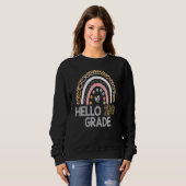 Sweatshirt Bonjour Leopard Rainbow 2e année Retour à l'école (Devant entier)