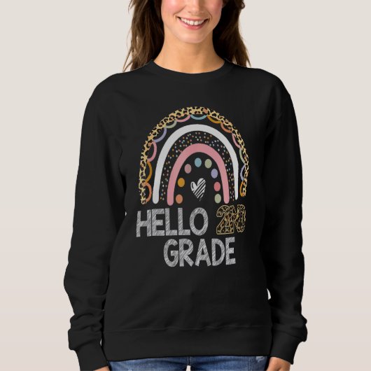 Sweatshirt Bonjour Leopard Rainbow 2e année Retour à l'école (Devant)
