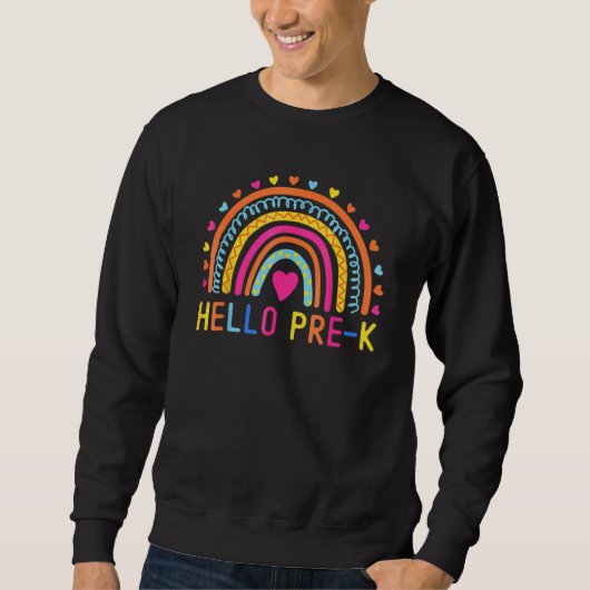 Sweatshirt Bonjour Pré K Arc-en-ciel Enseignants préscolaires (Devant)
