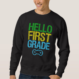 Sweatshirt Bonjour Première Classe Funny Gamer Jeu Premier Jo