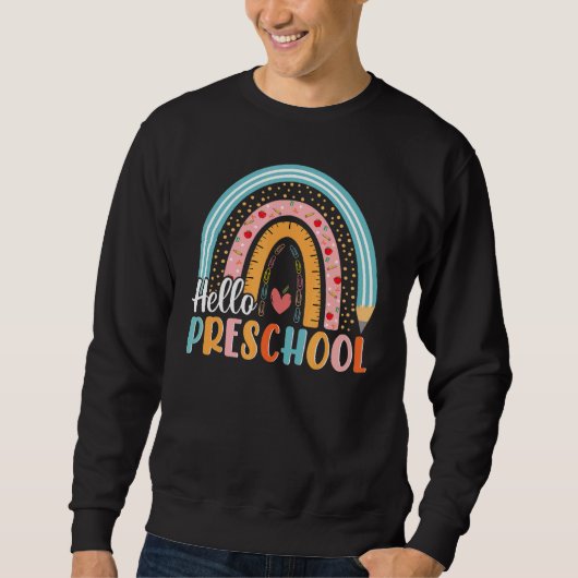 Sweatshirt Bonjour Préscolaire Boho Rainbow Enseignant Retour (Devant)